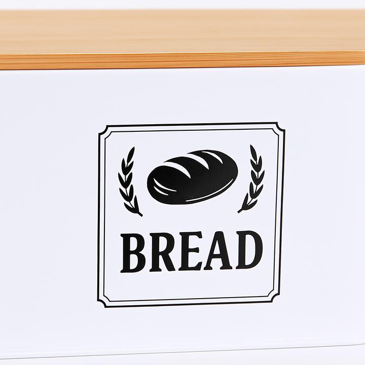 Actual product image Relaxdays Brotkasten mit Bambusdeckel Retro-Design