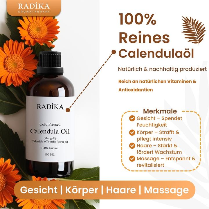 Produktbild Radika Calendula-Öl, Kaltgepresst, 100% Rein, BIO, natürlich, 30 ml (Körperöl, 30 ml)