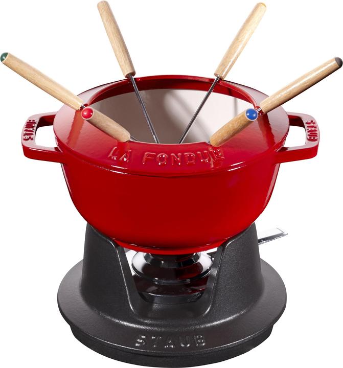 Staub Set à fondue rouge cerise (Fondue au fromage, Fondue bourguignonne)