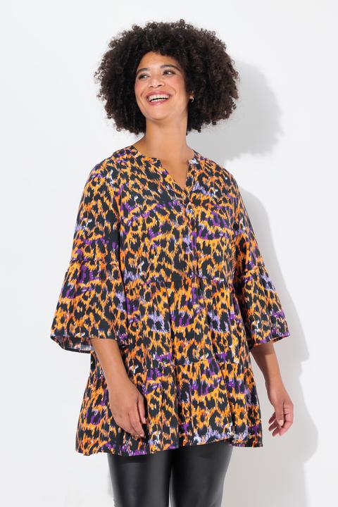 Produktbild Angel of Style Tunika, farbiges Leo-Muster, Volants (50)