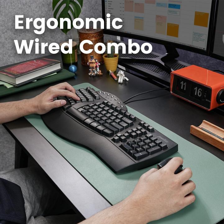 Immagine prodotto Perixx PERIDUO-512 DE, set tastiera e mouse, cablato, ergonomico, nero (DE, Cablato)