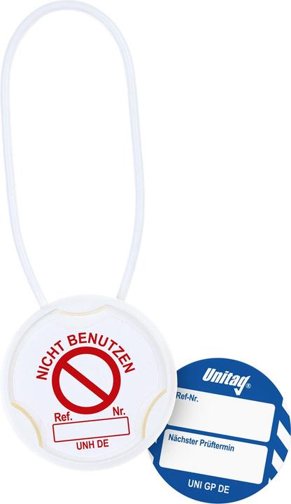 Produktbild Brady UNI-DE-PK-GP-BL, Unitag® Set, 20 Unitag Halter (Rot auf Weiss), 20 Unitag Einsteckschilder (W