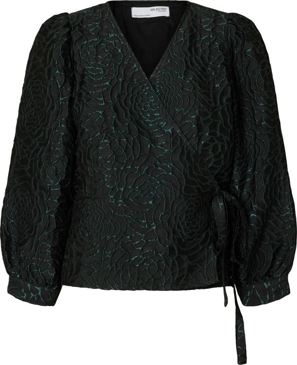 Actual product image Selected Floral jacquard wrap blouse (36)