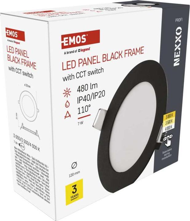 Immagine prodotto Emos NEXXO luce LED da incasso, rotonda, nera, 7W, con Change CCT (480 lm)