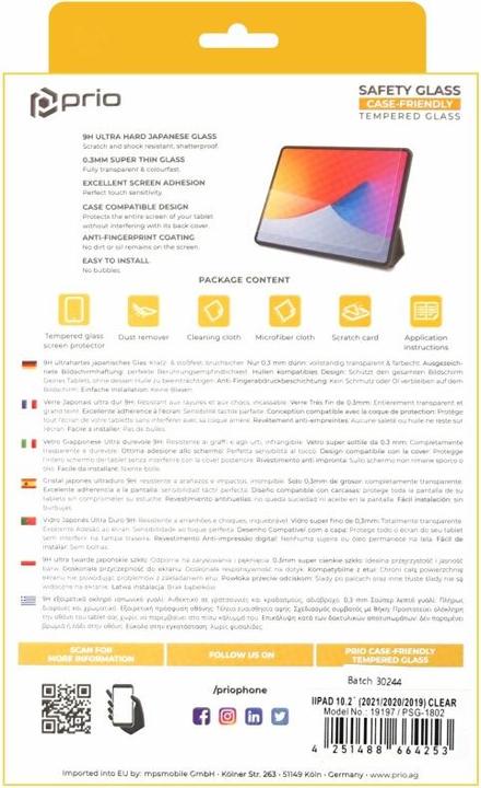 Actual product image prio Clear tempered glass screen protector for iPad 10.2 (2021/2020/2019) (1 Piece, iPad 2020 (8. Gen), iPad 2021 (9th Gen))