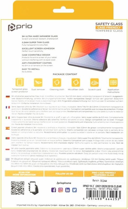 Actual product image prio Clear tempered glass screen protector for iPad 10.2 (2021/2020/2019) (1 Piece, iPad 2020 (8. Gen), iPad 2021 (9th Gen))
