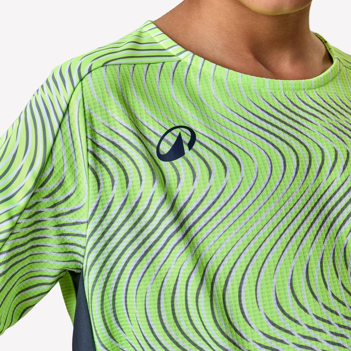 Produktbild Kipsta Kids' Short-Sleeved Football Shirt Viralto Wave - Neon Yellow, Grey & Black
