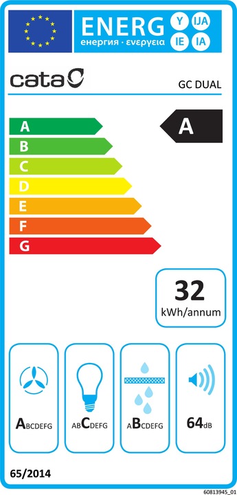 Energie-Label Cata GC DUAL A 45 XGWH/D (Unterbauhaube)