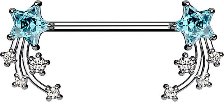 Immagine prodotto Star Piercing Barbell silber Sternschnuppe aqua (Ottone, Acciaio chirurgico 316L)