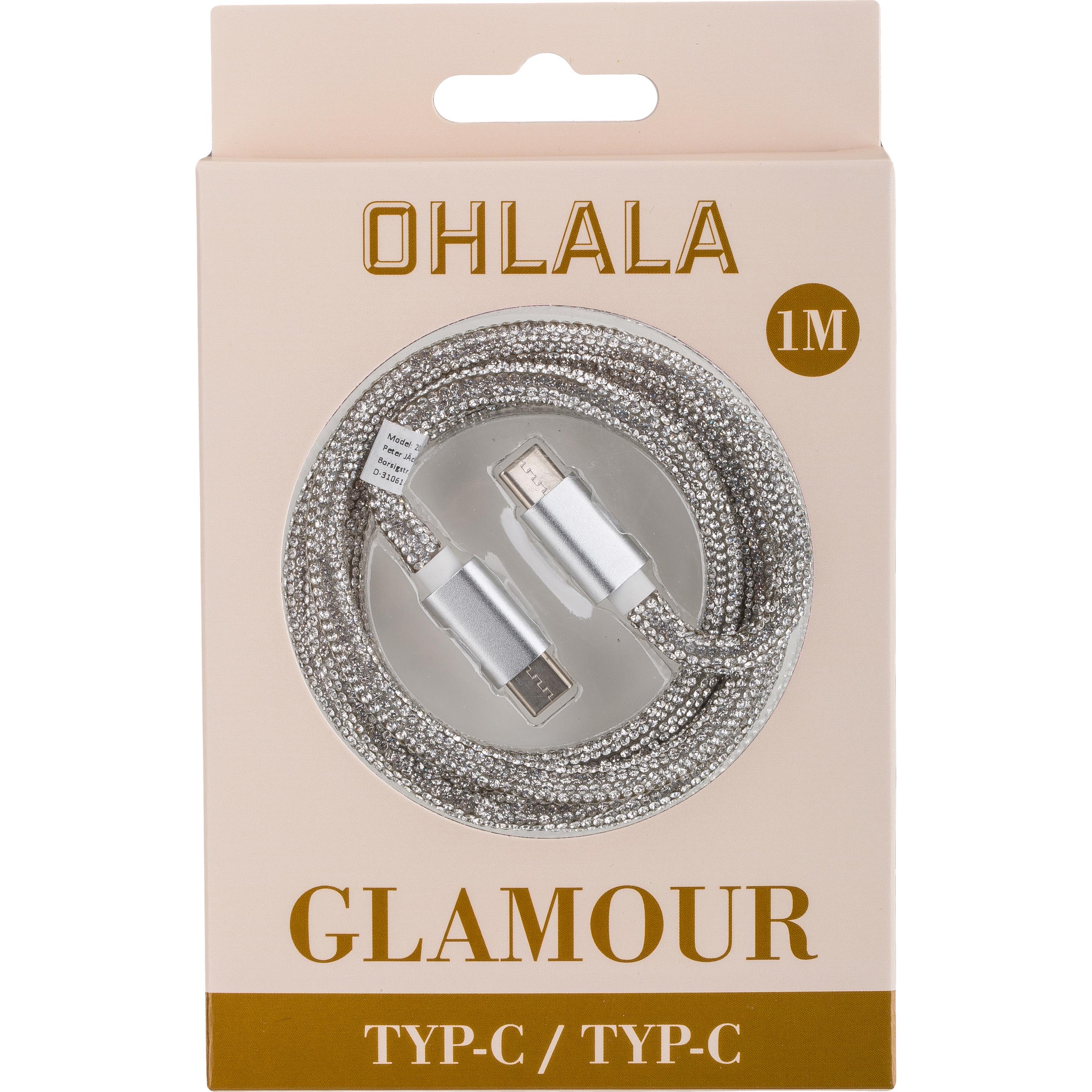 Thumbnail - Peter Jäckel OHLALA! Glamour 1m USB Data Cable Silver für Typ-C/ Typ-C mit Sync- und Ladefunktion (1 m), USB Kabel