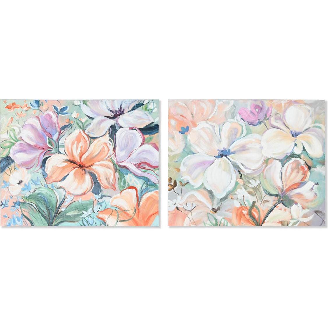 Esprit, Quadri, Painting Home Flowers Shabby Chic 100 x 3,7 x 80 cm (2 Units) (3.70 x 80 cm)