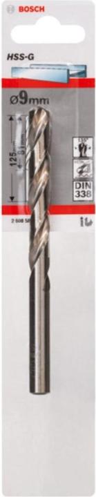 Immagine prodotto Bosch Professional Zubehör Trapano per metallo HSS-G, DIN 338, 9 x 81 x 125 mm, confezione da 1 pezzo (9 mm)