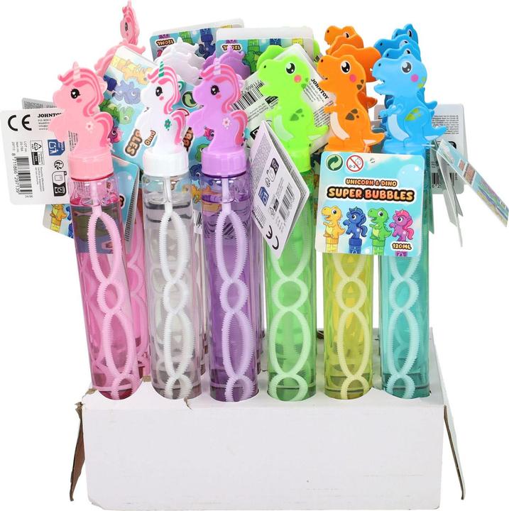 Image du produit Johntoy Seifenblasenmaschine Einhorn und Dinosaurier 118ml 24 Stück.