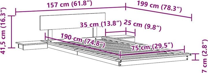 Actual product image vidaXL Bedstead (75 x 190 cm)