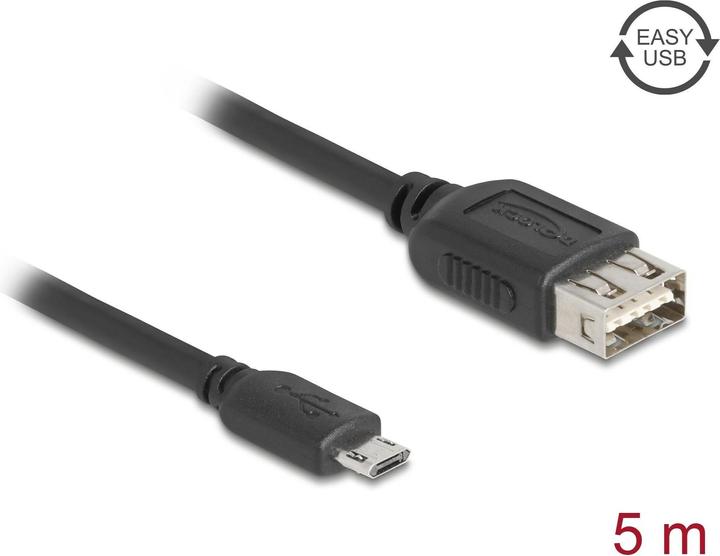 Actual product image Delock USB 2.0 Kabel EASY USB Typ Micro-B Stecker zu EASY USB Typ-A Buchse 5 m (5 m, USB 2.0)