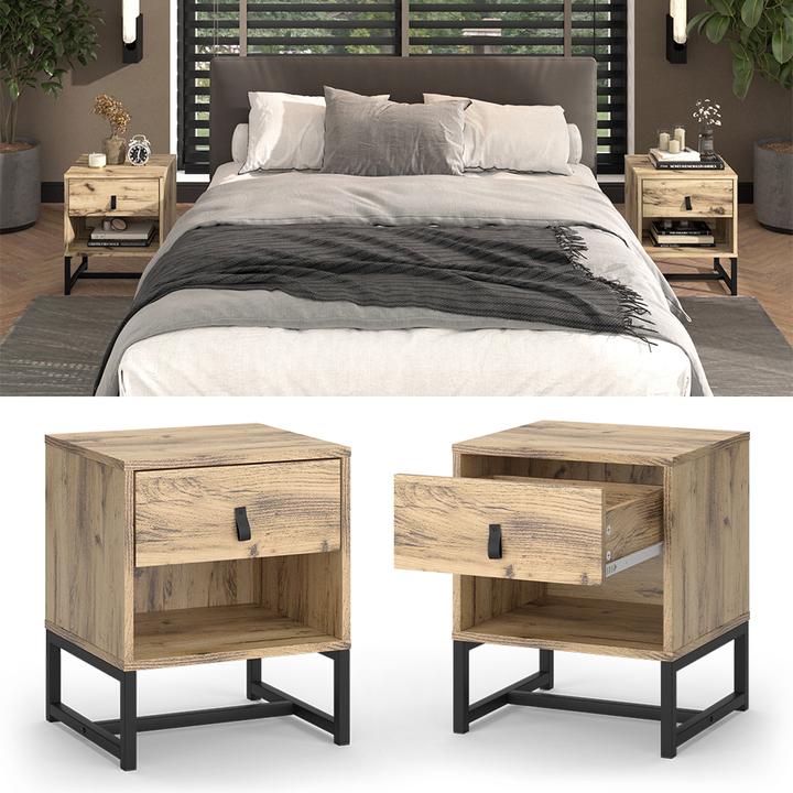 Actual product image Vicco Nachttisch Ezra, Eiche, 39 x 47 cm 2er Set