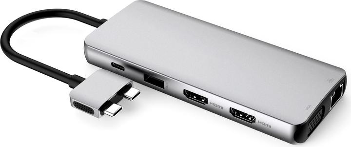 Image du produit eSTUFF USB-C Dual USB-C Dock USB 3.2 Gen 1 (3.1 Gen 1) Type-C Aluminium, Métallique (USB-C, 12 ports)