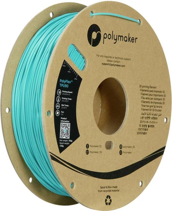 Image du produit Polymaker PolyFlex TPU-90A Teal 1.75mm 750g (TPU, 1.75 mm, 750 g)