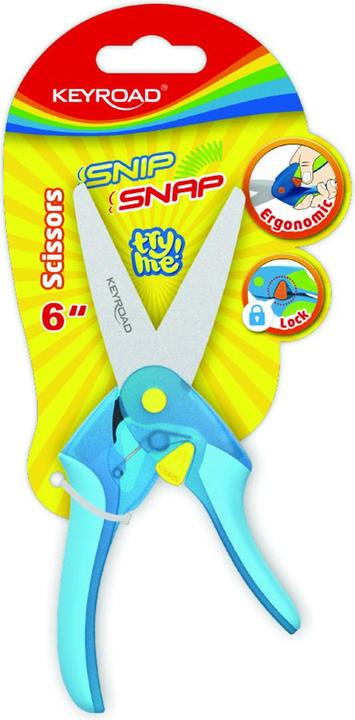 Keyroad Snip snap 6 schulschere, mit schloss, blister, farbmischung