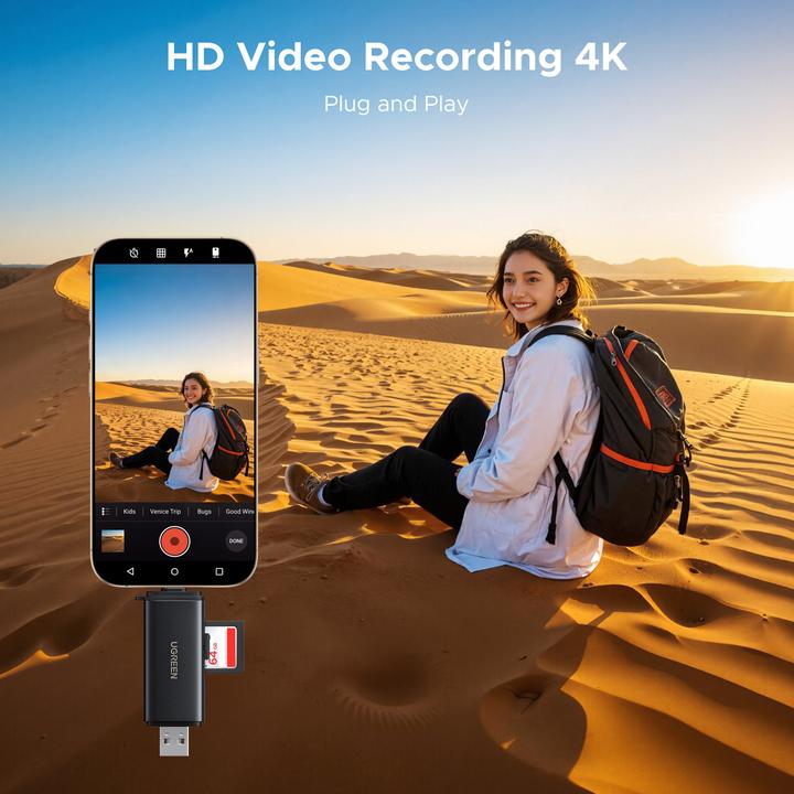 Actual product image Ugreen 2-in-1 USB-C/USB-A Memory Card Reader (USB-C, USB)