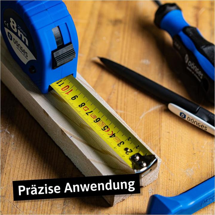 Actual product image Dönges Rollbandmass, weiches blaues Gehäuse, Doppel-Stopper, 10mx25mm, Blau (10 m)