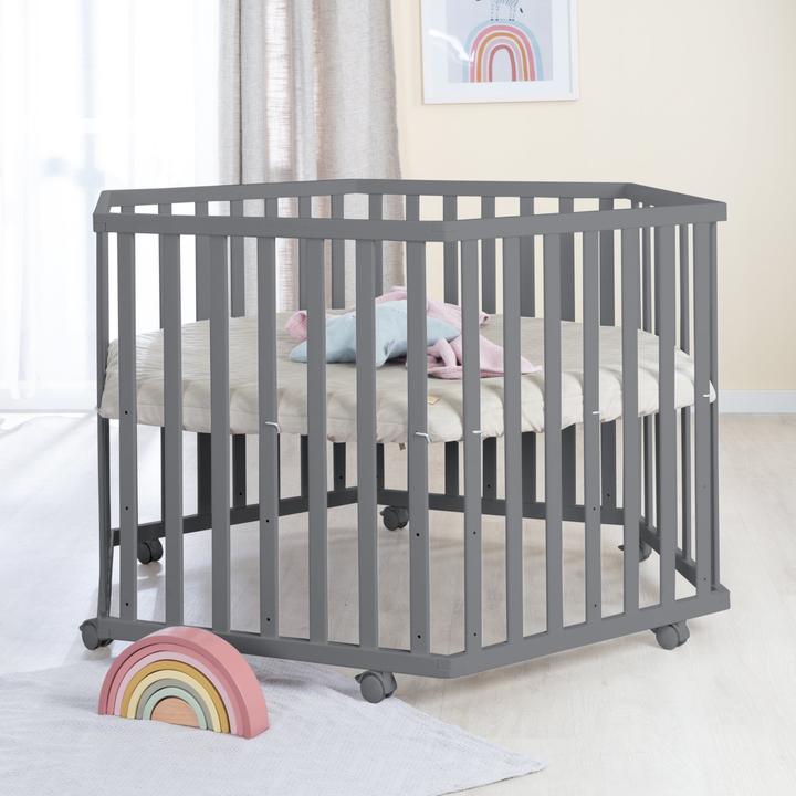 Actual product image Roba Playpen 6-corner Greyish quilted (118.50 cm, 103.50 cm, MDF)