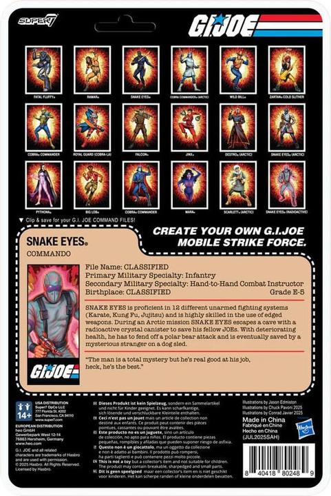 Actual product image Super7 GI Joe ReAction+ Actionfigur Wave 06 Snake Eyes (Red Glow, Crystal Poison) 10 cm