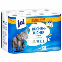 Produktbild ja! Küchentücher 3-lagig, 8x128 Blatt (8x)