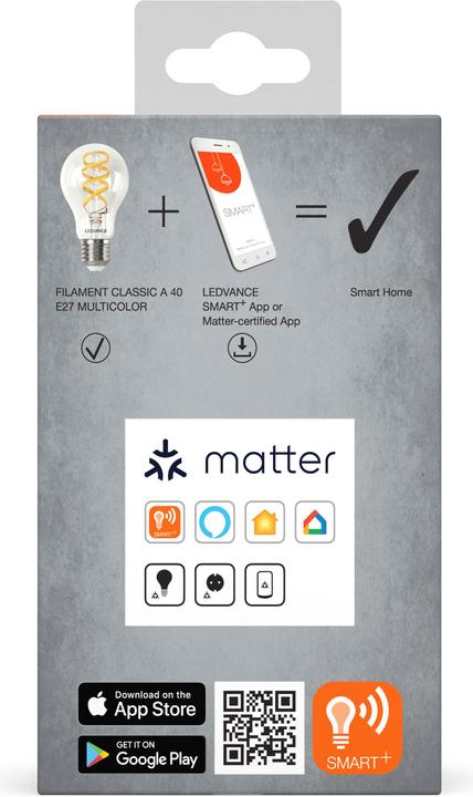 Immagine prodotto Ledvance SMART+ MATTER FILAMENT CLASSIC A MULTICOLOR 4.8W 827...865 Multicolore E27 (E27, 470 lm, 1 x)