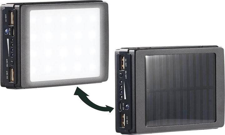 Revolt 2in1-Solar-Powerbank mit Campingleuchte (11000 mAh, 40.70 Wh)