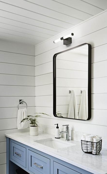 Actual product image Fabas Luce LED bathroom wall/mirror light Ago 55x88mm 8W Warm white IP44 Black (480 lm)