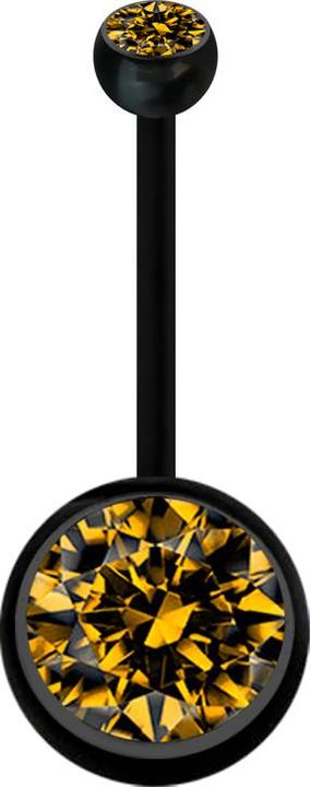 Actual product image Star Piercing Banane Schwangerschaft schwarz mit zwei Kugeln Kristall gross topaz (without brass, Plastic)