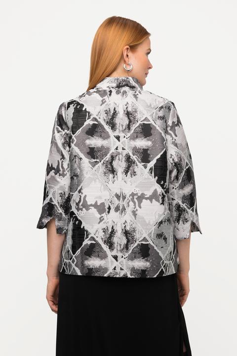 Immagine prodotto Ulla Popken Blazer in Jacquard a quadri con collo alto e maniche a 3/4 a tulipano (50)