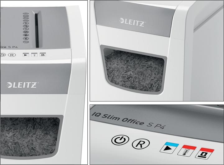Immagine prodotto Leitz Distruggidocumenti IQ Slim Office P4/12 fogli/motore DC/bianco? (Taglio delle particelle)