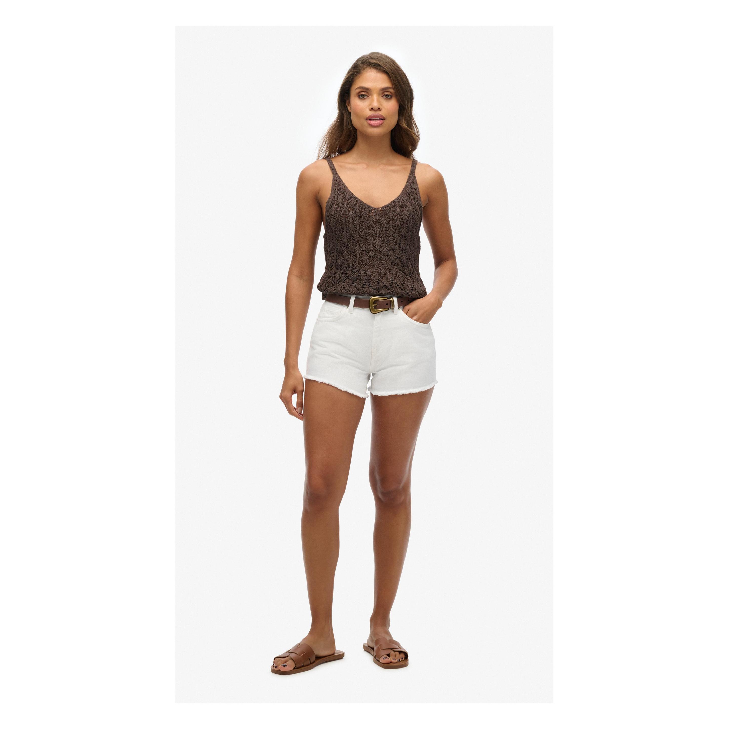 Superdry, Damen, Shorts, Denim-Shorts Mit Hohem Bund, Weiss, (28)