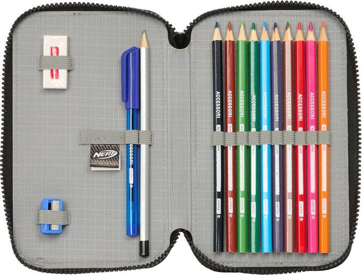 Produktbild Nerf Doppel-Federtasche Get Ready Schwarz 12.5 X 19.5 X 4 Cm (28 Stücke)