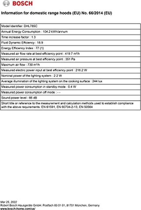 Image du produit Bosch Hausgeräte Dhl785c (Hotte à tiroir)