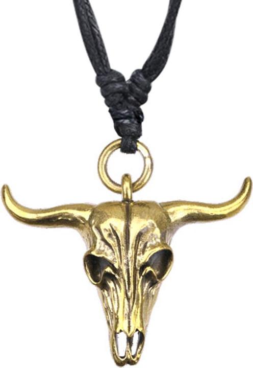 Immagine prodotto Star Piercing Collana nera con ciondolo a forma di teschio placcato in oro (Ottone)