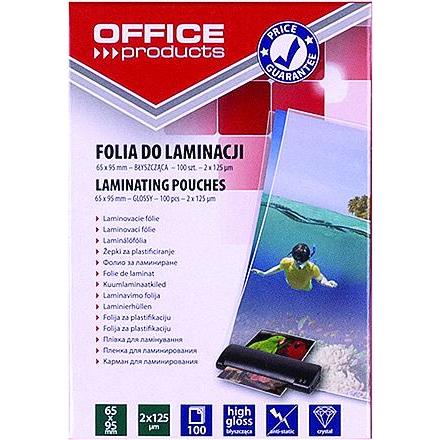 Office Products, Laminierfolie, Laminierfolie, 65x95, 2x125 mic, glänzend, 100 stück, transparent (65 x 95 mm, 100 Stück...