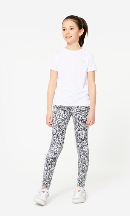 Actual product image Decathlon Leggings girls cotton printed - black/white (8, 9, 10)