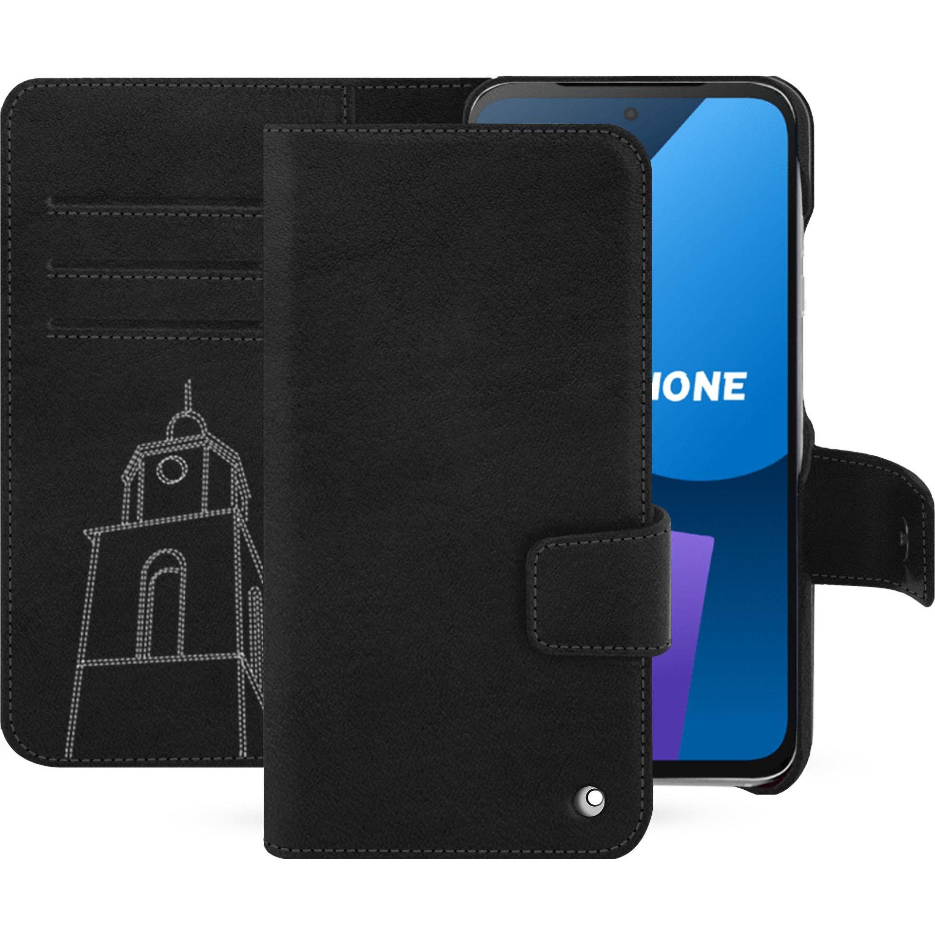 Noreve Lederschutzhülle Fairphone 5 (Fairphone 5), Smartphone Hülle, Schwarz