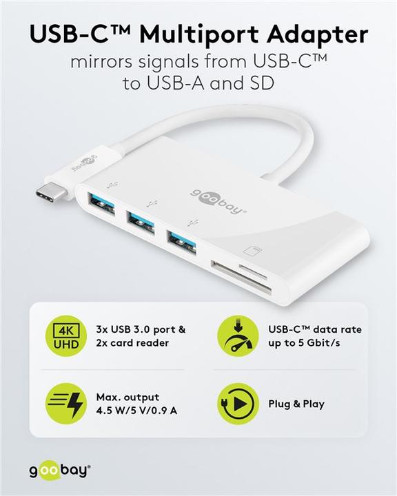 Immagine prodotto Goobay Adattatore multiplo USB-C™ CardReader (USB-C, 5 porte)