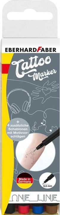 Produktbild EberhardFaber Tattoostift One Line 4 Stück, Mehrfarbig