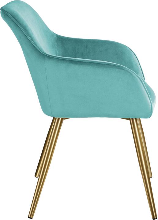 Produktbild tectake 6er Set Stuhl Marilyn Gold Samtoptik