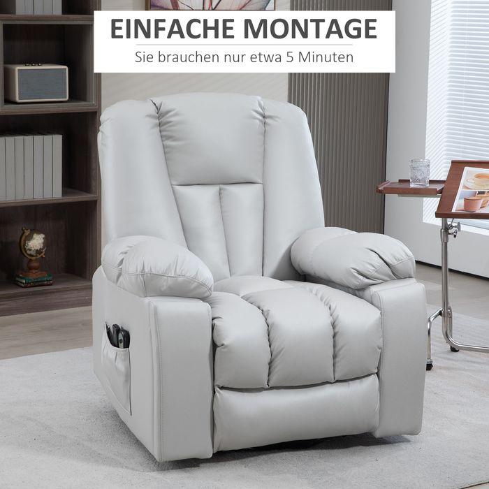 Produktbild Swisshandel24 Seniorensessel mit Aufstehhilfe, elektrisch, mit 8 Massagepunkten, Fernbedienung, 94x96x106cm, Hellg