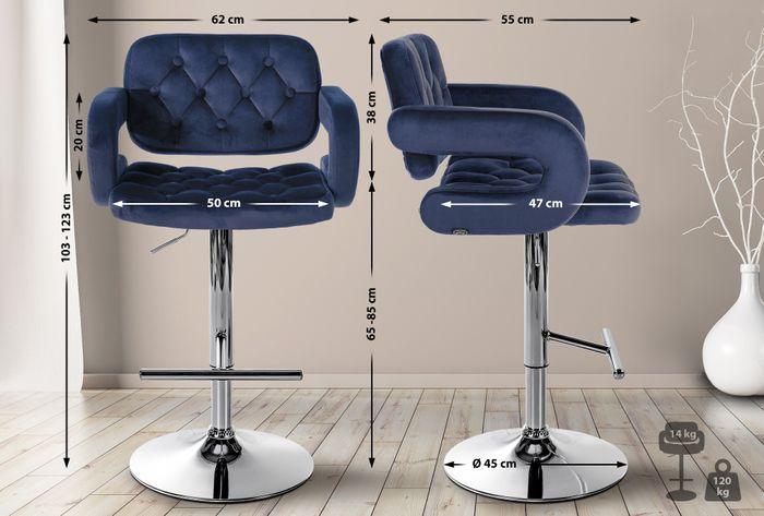 Produktbild Swisshandel24 Barhocker Dublin Samt chrom, blau