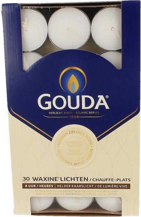 Productafbeelding Gouda Theelichtjes, 8 uur, 30 stuks, wit (30 Pcs.)