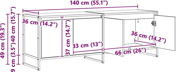 Actual product image vidaXL TV-Schränk (36 x 140 x 49.50 cm)
