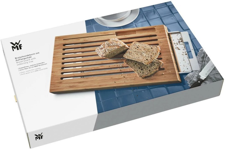 WMF Bread cutting board with crumb catcher Bamboo in grid form and blade-friendly