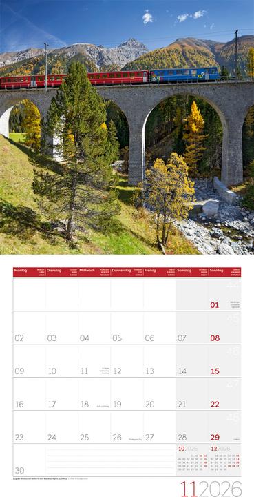 Image du produit Lokomotiven Kalender 2026 - 30x30 (30 x 30 cm, Couverture rigide, Allemand, Français, Anglais, Italien)